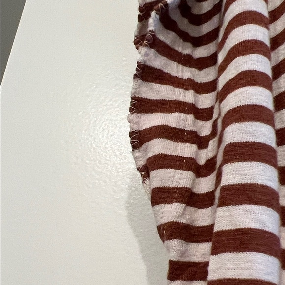 J. Jill Burgundy and White Striped V-Neck Tee - Picture 5 of 11